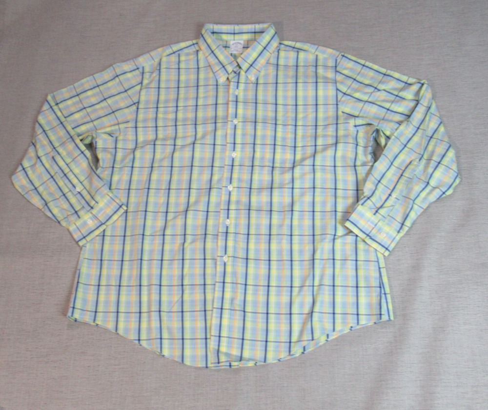 BROOKS BROTHERS Shirt Mens XXL Plaid Button Down Slim Fit Preppy Original Polo